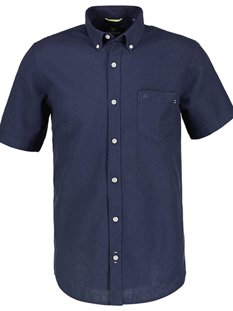 Image for Men's Brand Logo Embroidered Side Pocket Dress Shirt,Navy