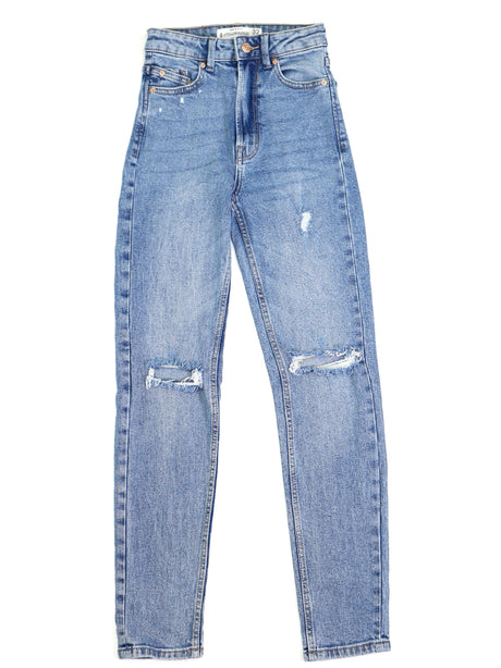 Image for Women's Ripped Mom Jeans,Blue