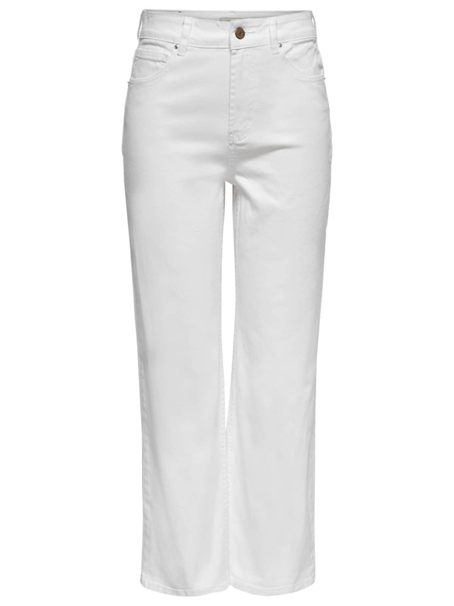 Image for Women's Plain Solid Wide Legs Jeans,White