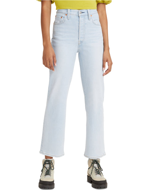 Image for Women's Plain Solid Straight Jeans,Light Blue