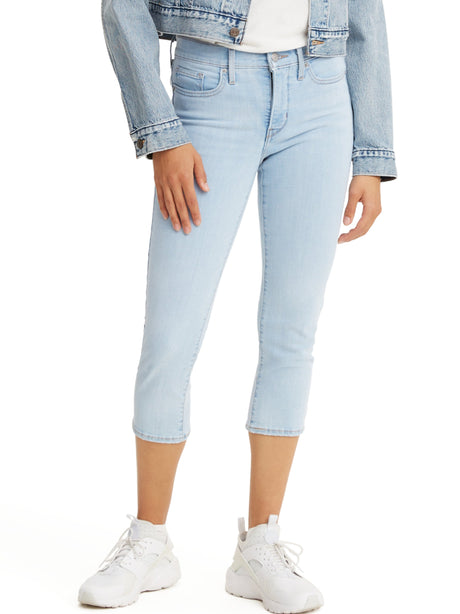Image for Women's Plain Solid Capri Jeans,Light Blue