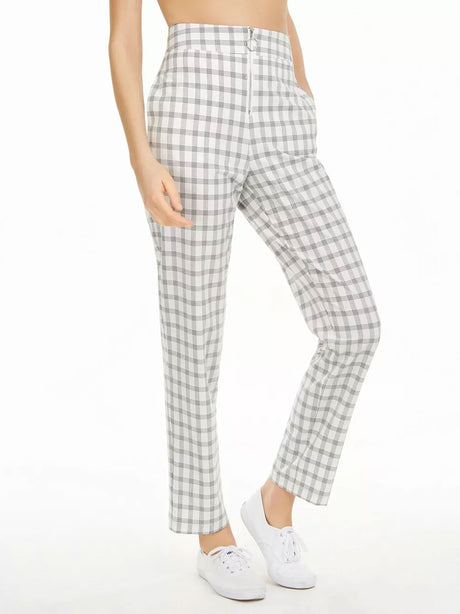 Image for Women's Woven Plaid Pant,White