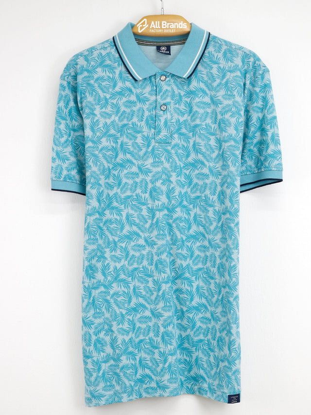 Image for Men's Leaf Printed Polo Shirt,Light Blue