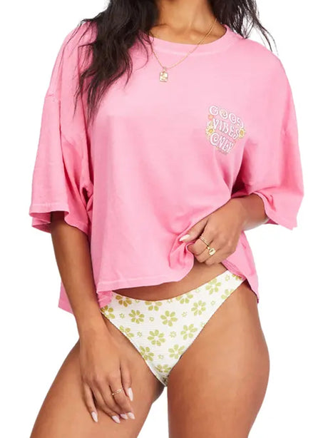 Image for Women's Graphic Printed Textured T-Shirt,Pink