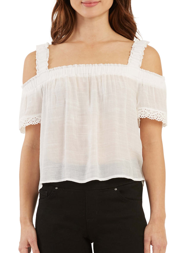 Image for Women's Cold Shoulder Top,White