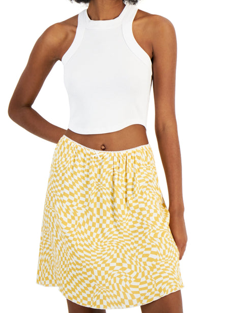 Image for Women's Checkered Print Skirt,Yellow