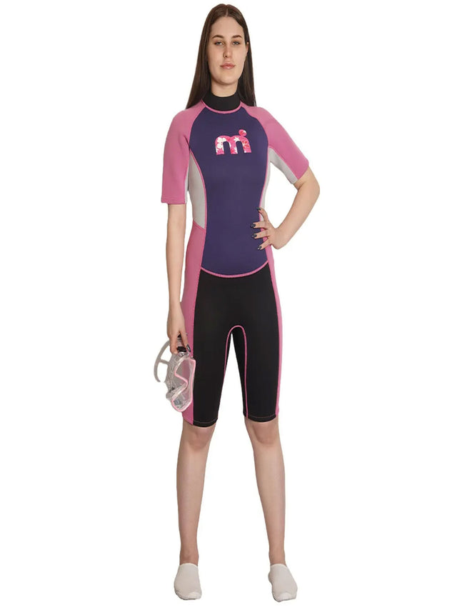 Image for Women's Diving Color Blocked Wetsuits,Pink/Black