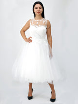 Image for Women's Floral Embroidered Bridal Dress,White