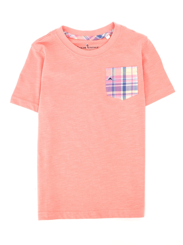 Image for Kids Boy Plaid Side Pocket T-Shirt,Peach