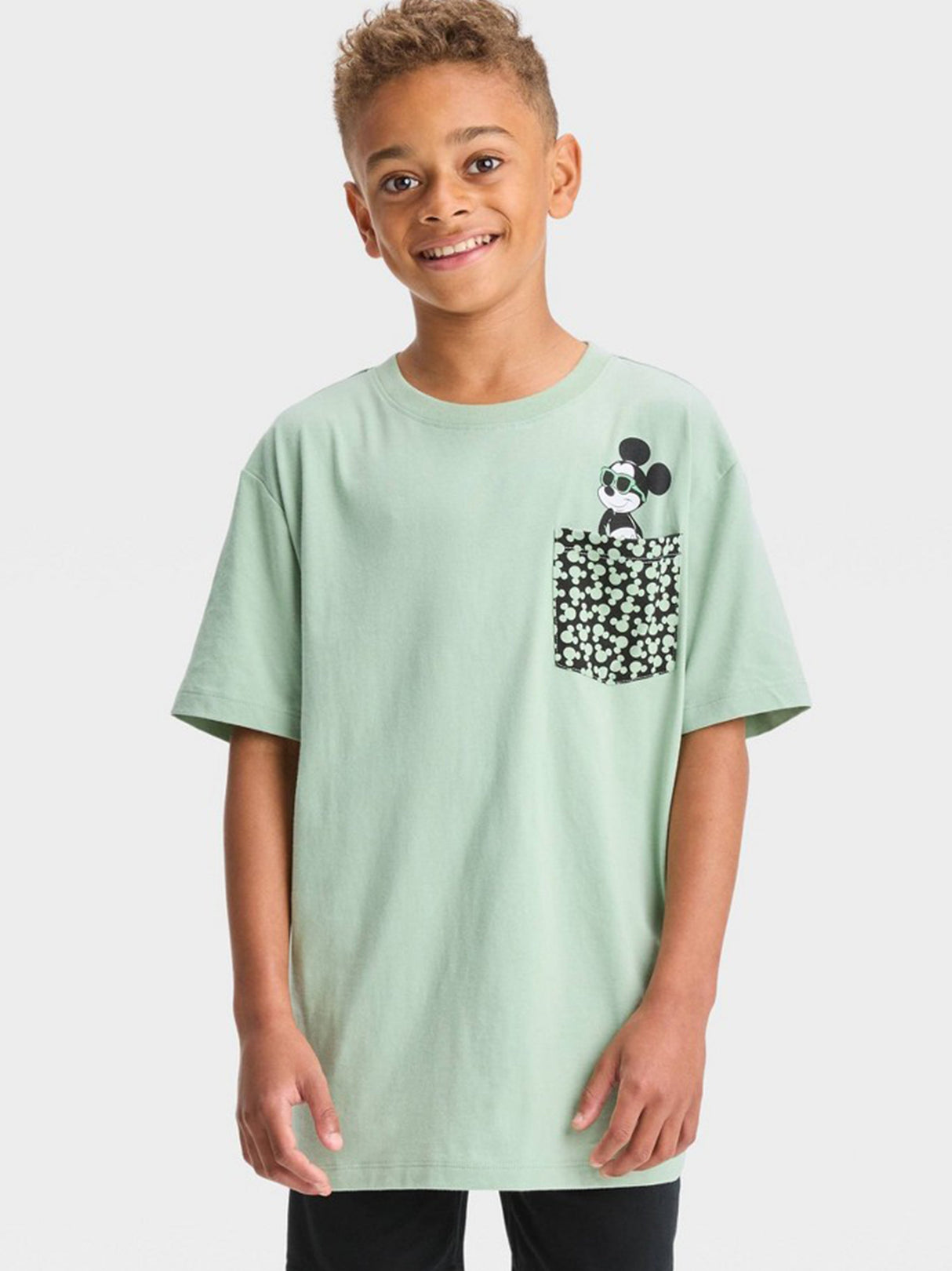 Image for Kids Boy Graphic Printed Pocket T-Shirt,Light Green