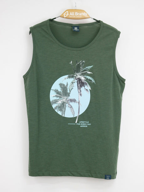 Image for Men's Graphic Printed Tank Top,Dark Green