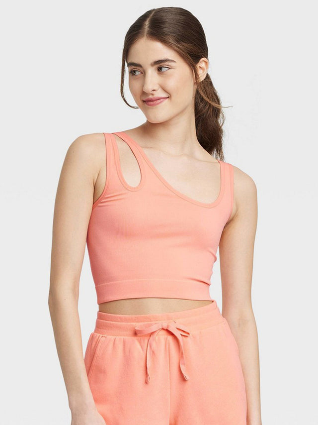 Image for Women's Ribbed Cropped Top,Pink