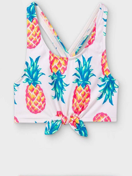 Image for Kids Girl Pineapple Print Tie-Front Bikini Top,Multi