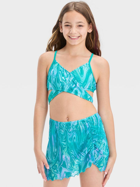 Image for Kids Girl Marble Printed Bikini Top,Blue