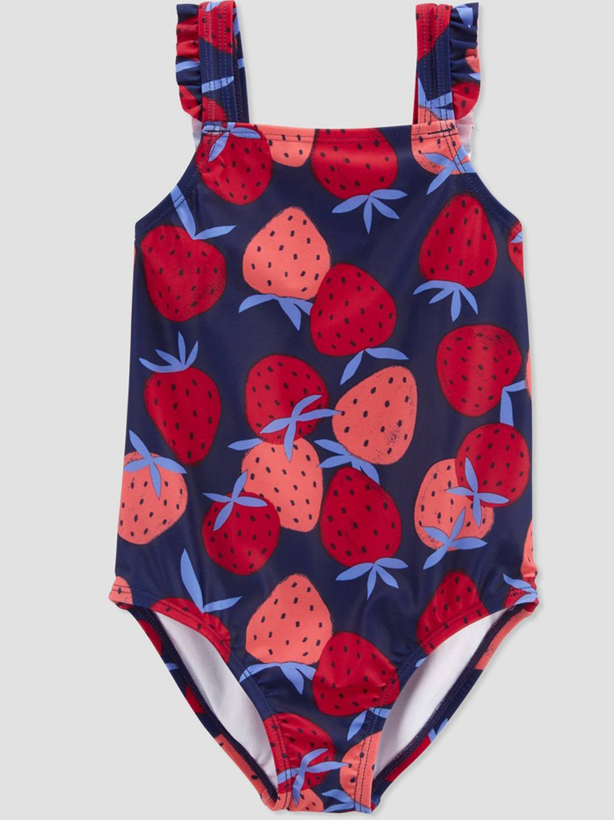 Image for Kids Girl Strawberry Printed One Piece Swimsuit,Navy