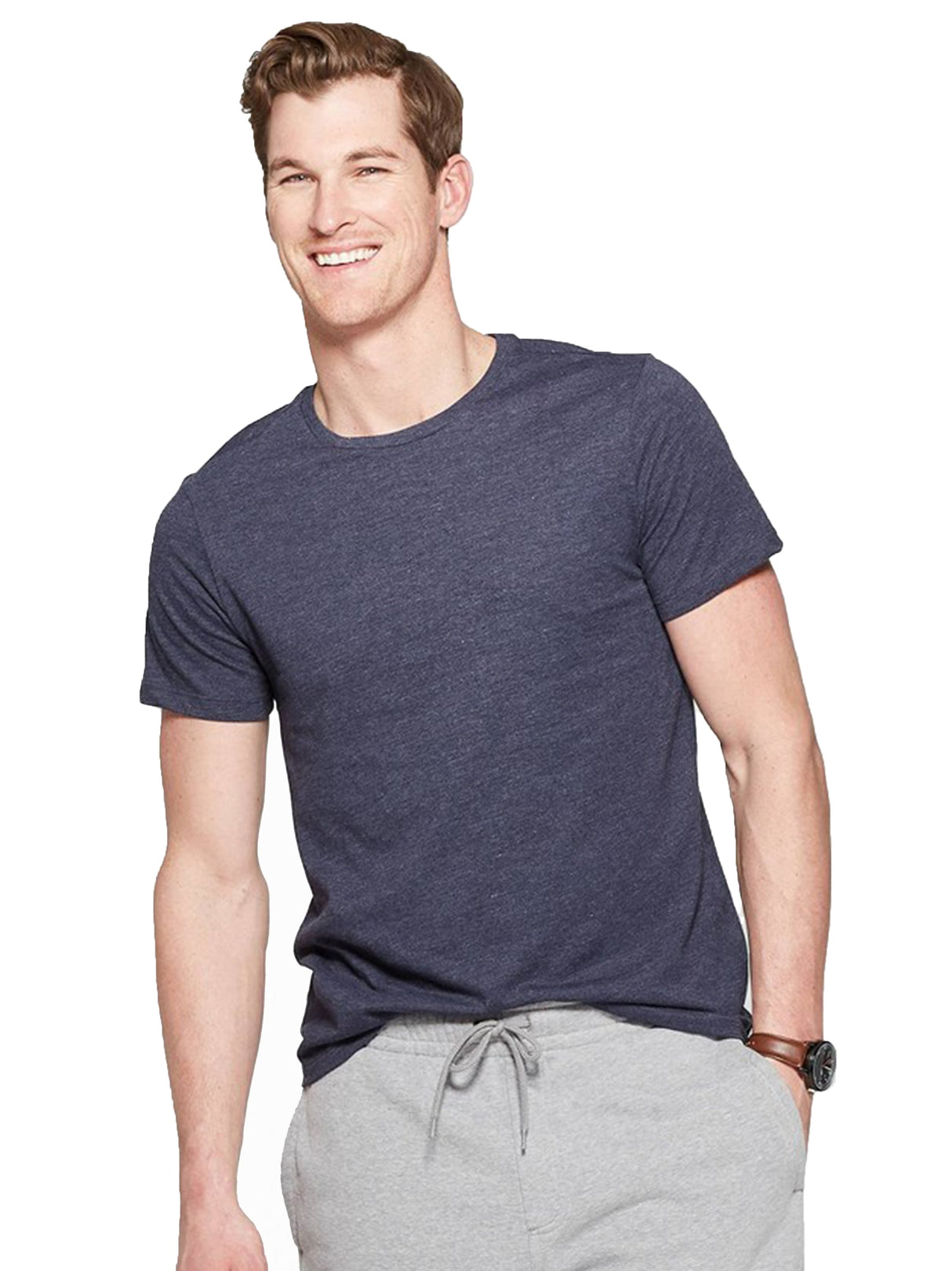 Image for Men's Plain Solid T-Shirt,Navy