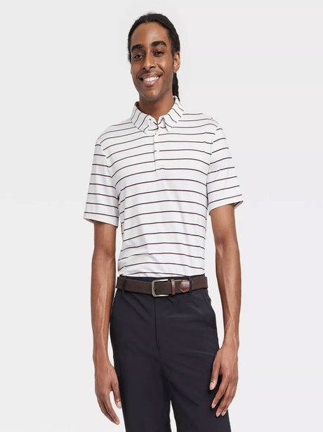 Image for Men's Striped Polo Shirt,White