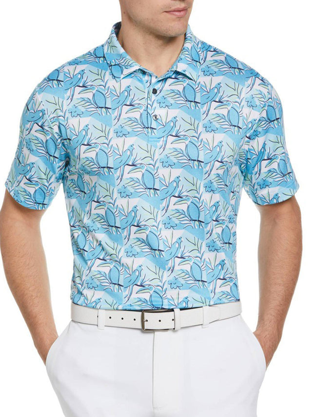 Image for Men's Floral Printed Polo Shirt,Blue