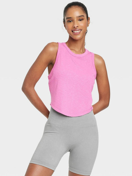 Image for Women's Ribbed Cropped Tank Top,Pink