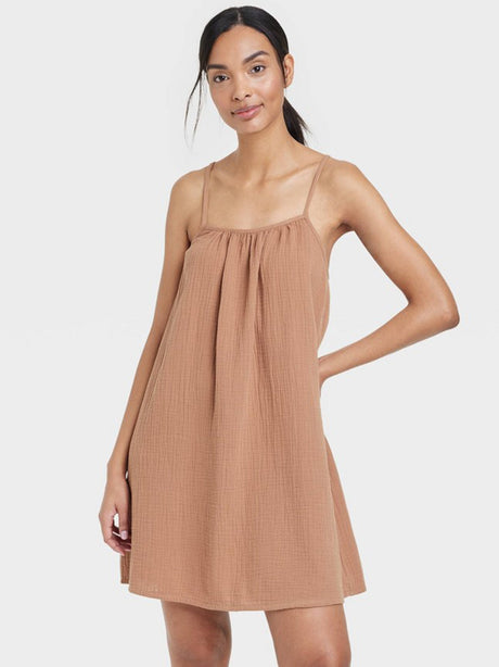 Image for Women's Cotton Gauze Sleep Dress,Brown