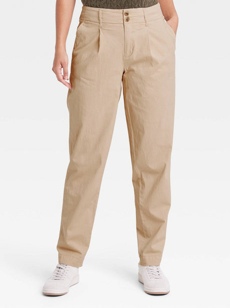 Image for Women's Plain Solid Ankle Pant,Beige