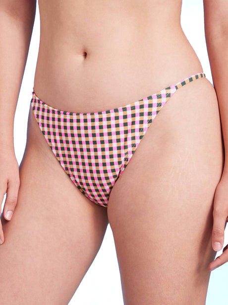Image for Women's High Leg Plaid Bikini Bottom,Multi