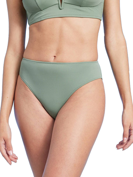 Image for Women's Ribbed Mid-Rise Bikini Bottom,Olive