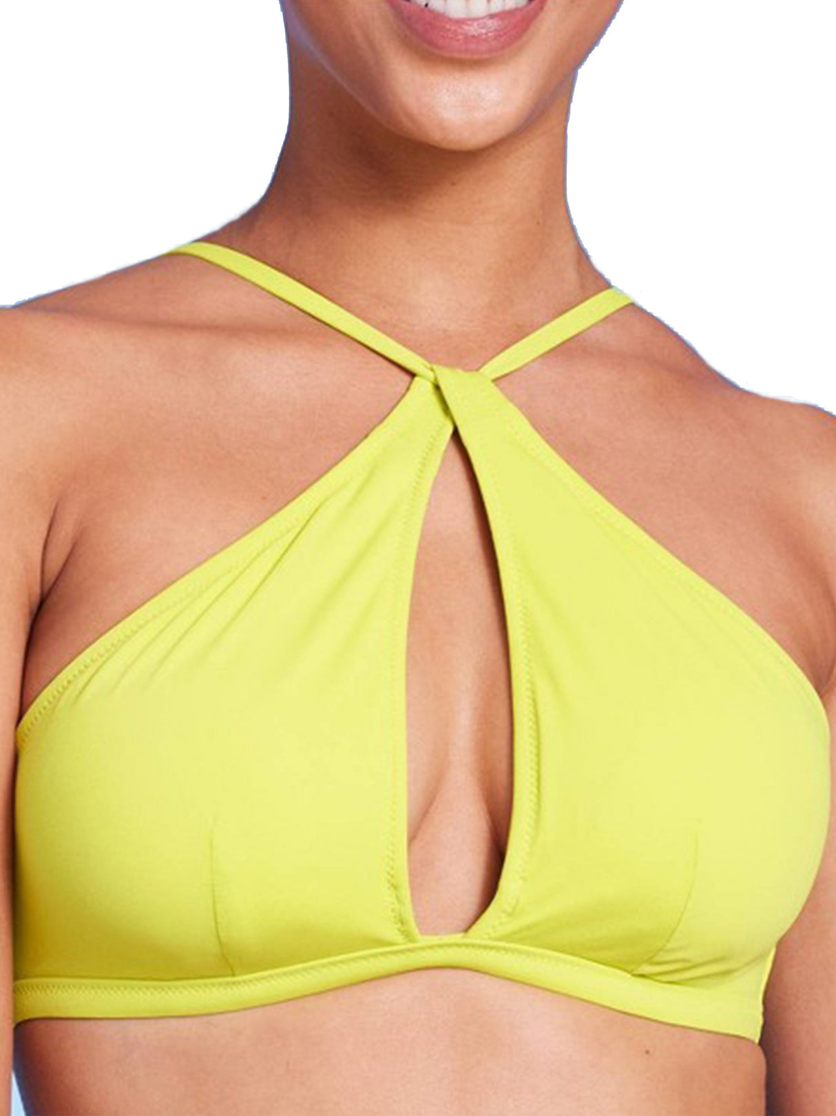 Image for Women's Longline Keyhole Halter Bikini Top,Yellow