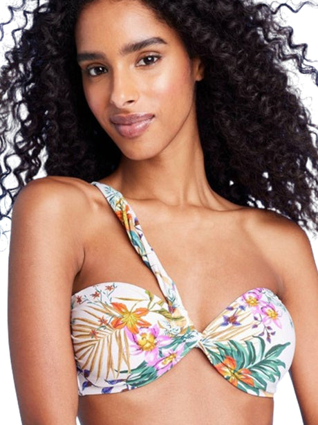 Image for Women's Floral Printed One Shoulder Bikini Top,Multi