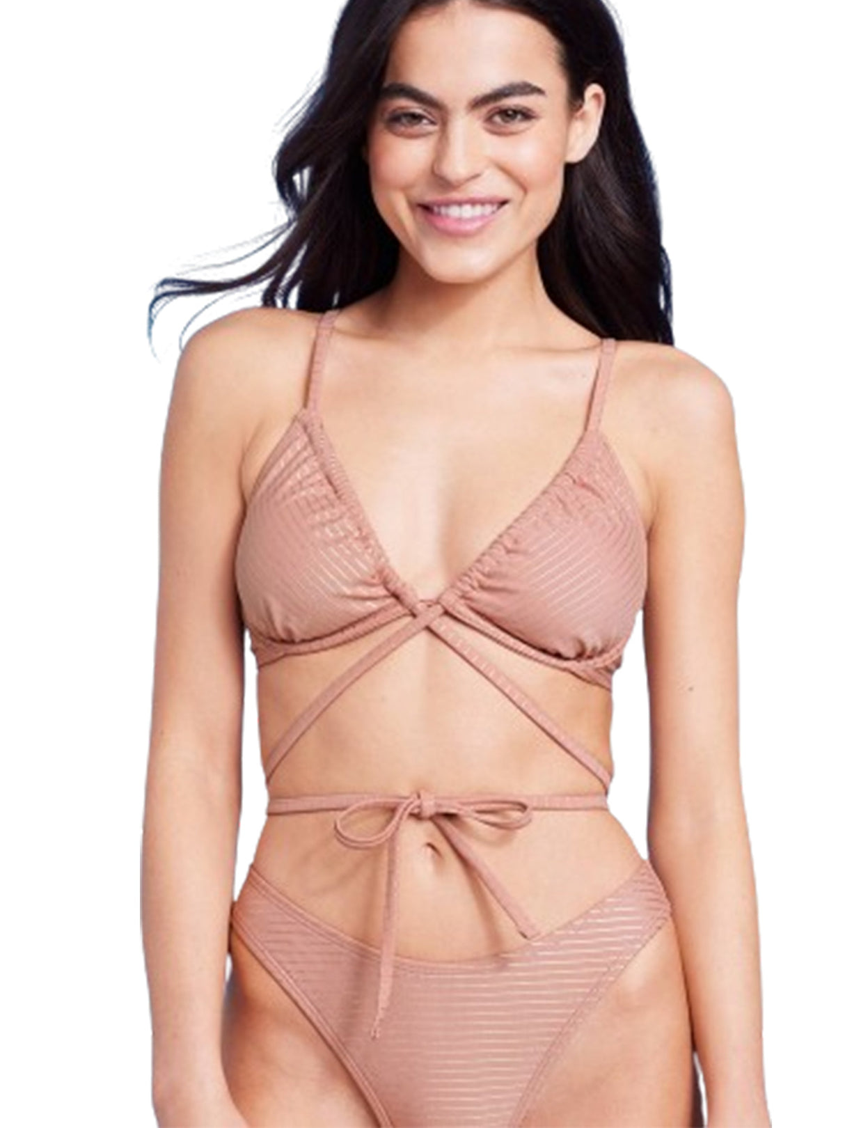 Image for Women's Strappy�Striped Bikini Top,Nude