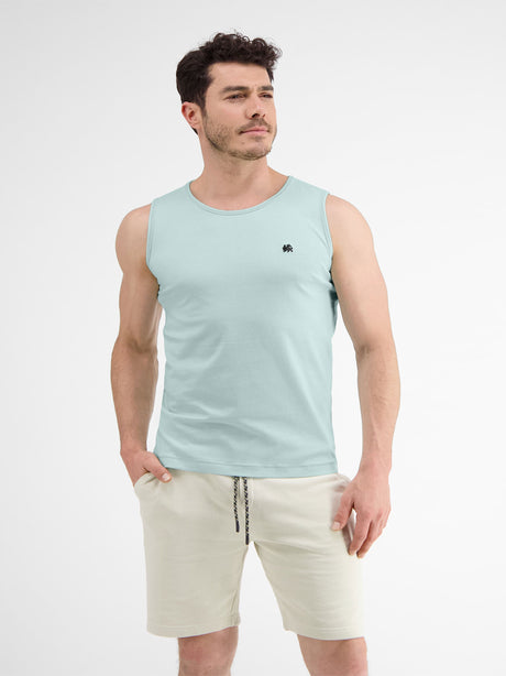 Image for Men's Brand Logo Embroidered Tank Top,Light Blue