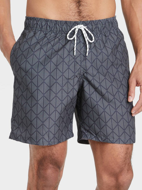 Image for Men's Geometric Printed Swim Short,Dark Grey