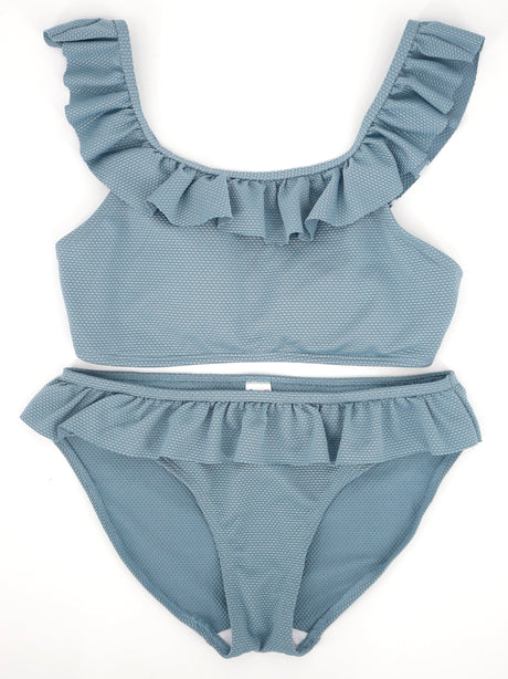 Image for Kid's Girl 2 Pcs Top & Bottom Textured Swim Set,Light Blue