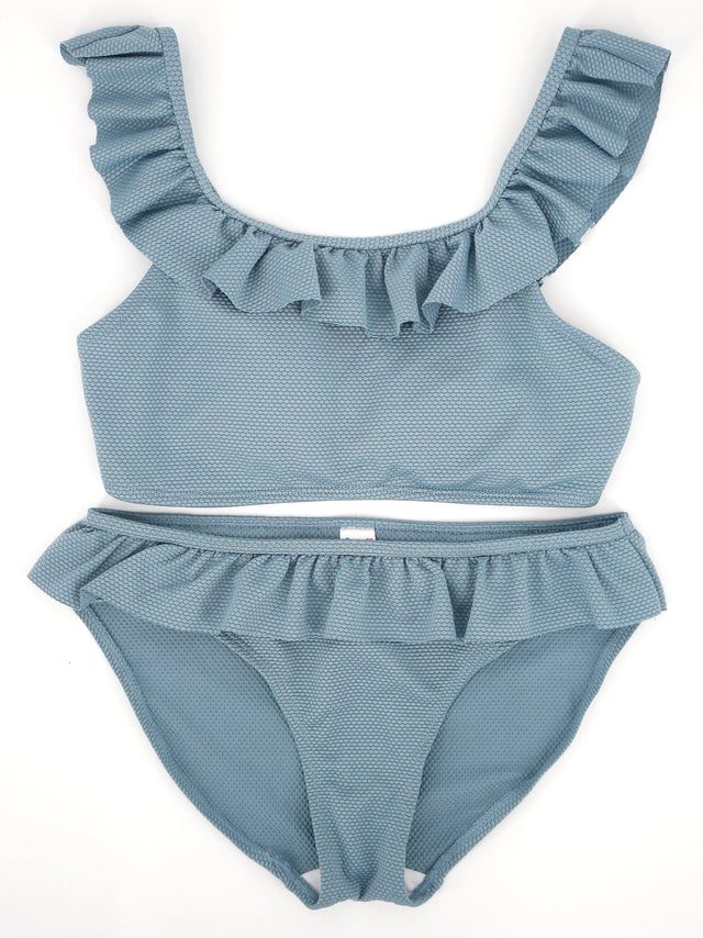 Image for Kid's Girl 2 Pcs Top & Bottom Textured Swim Set,Light Blue