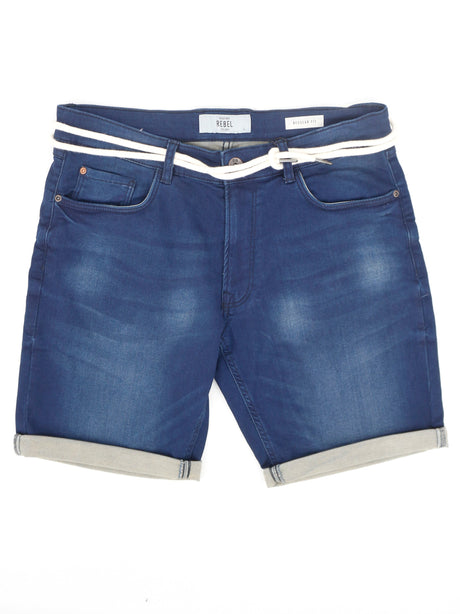 Image for Men's Washed Denim Short,Navy Blue