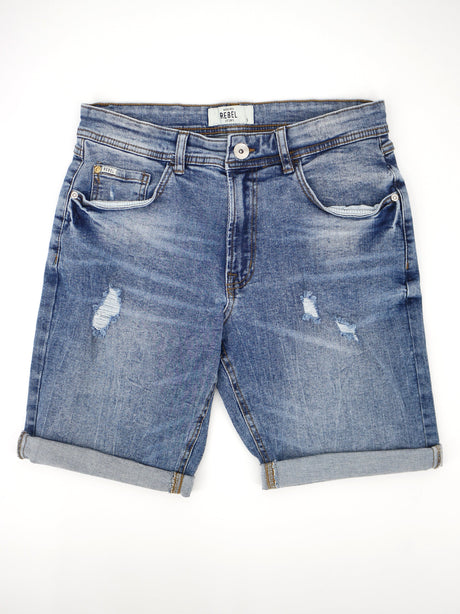 Image for Men's Ripped Washed Denim Short,Blue