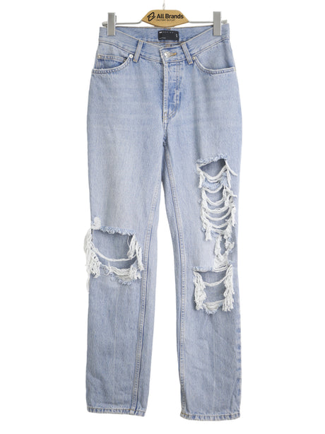 Image for Women's Ripped Washed Jeans,Light Blue