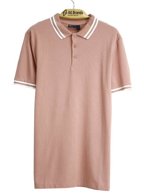 Image for Men's Striped Trim Polo Shirt,Peach