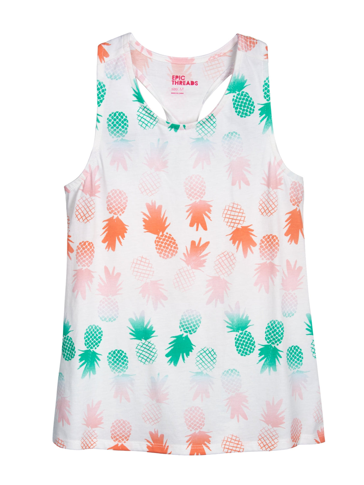 Image for Kids Girl All Over Print Twist Back Tank Top,White