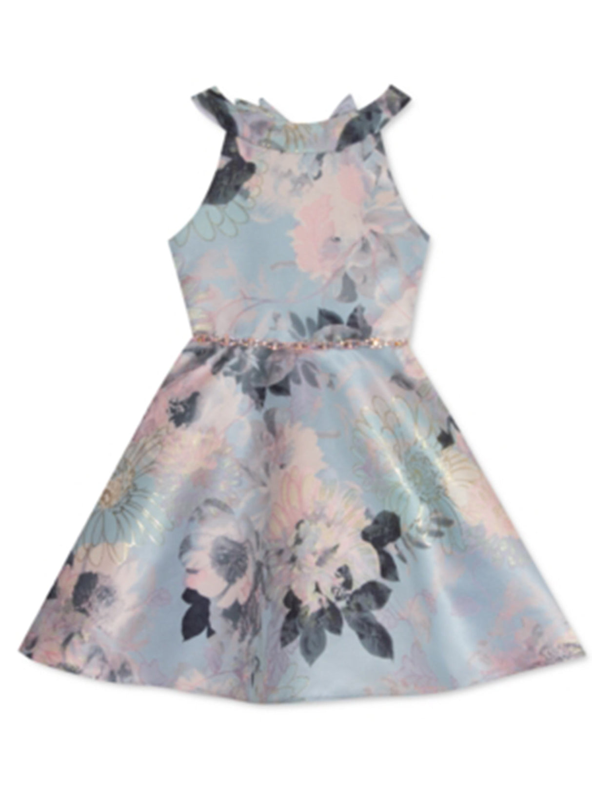 Image for Kids Girl Metallic Floral Printed Dress,Multi