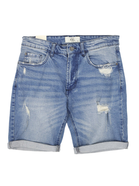 Image for Men's Ripped Washed Denim Short,Blue