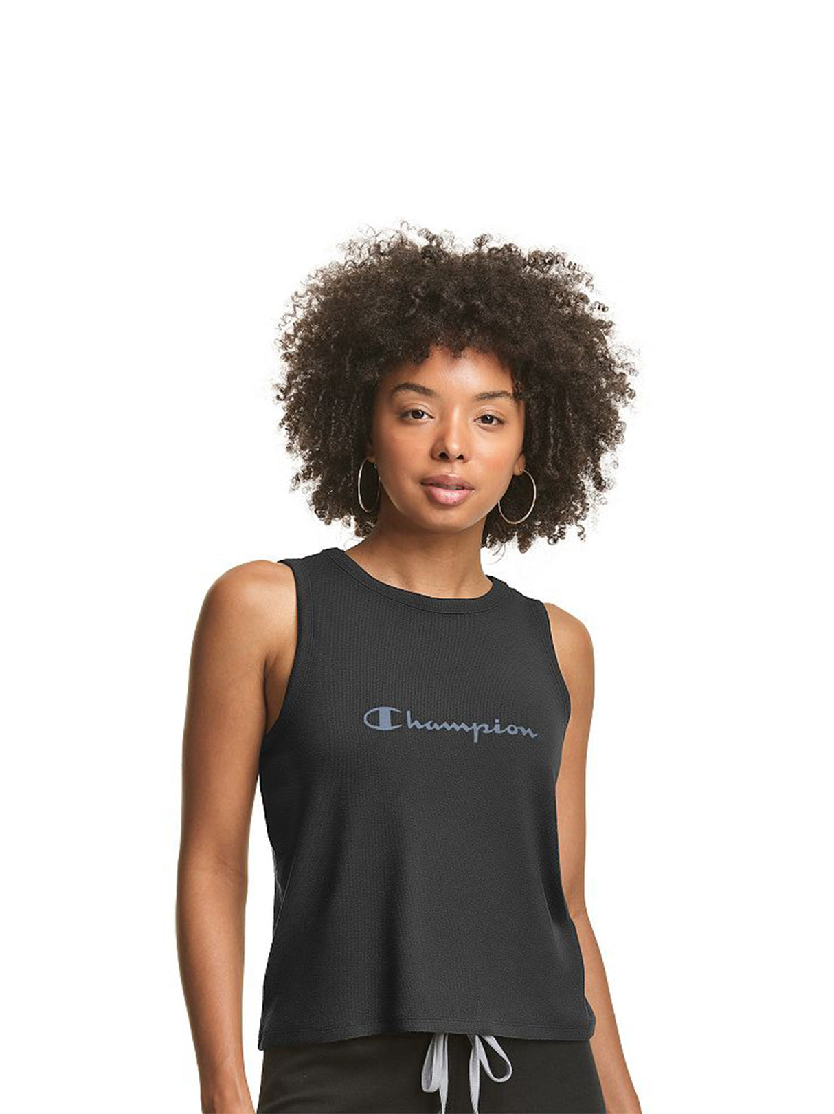 Image for Women's Brand Logo Printed Ribbed Sleepwear Top,Black