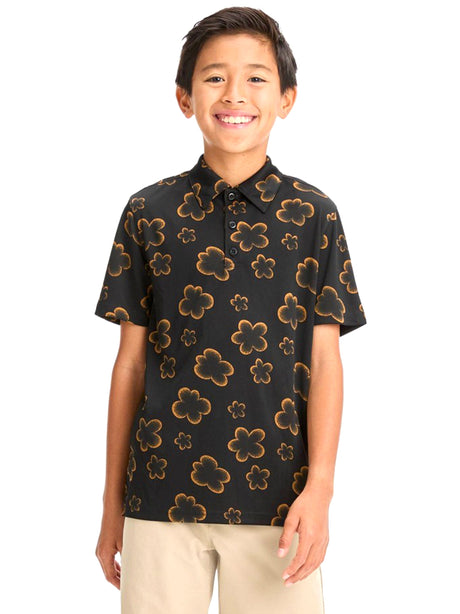 Image for Kid's Boy Floral Printed Polo Shirt,Black