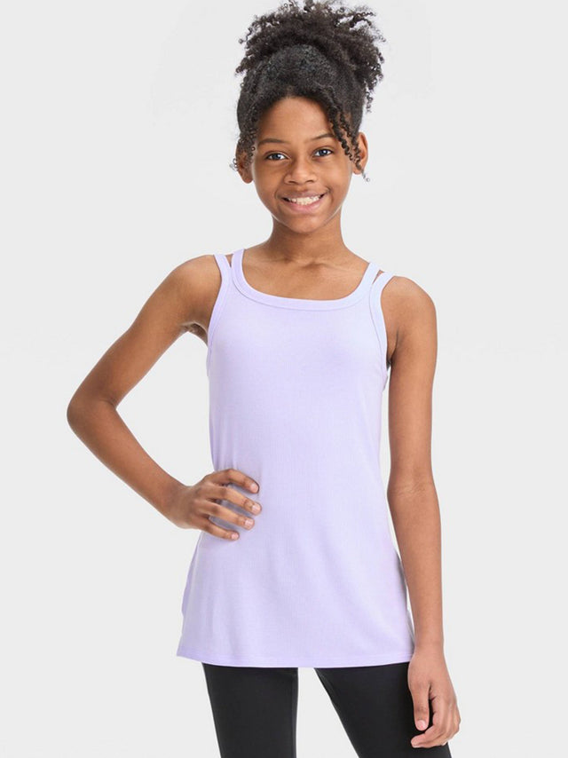 Image for Kid's Girl Ribbed Tank Top,Light Purple