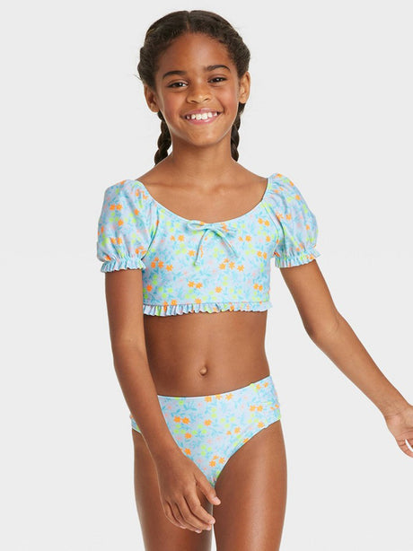 Image for Kid's Girl Floral Printed Bikini Top,Light Blue