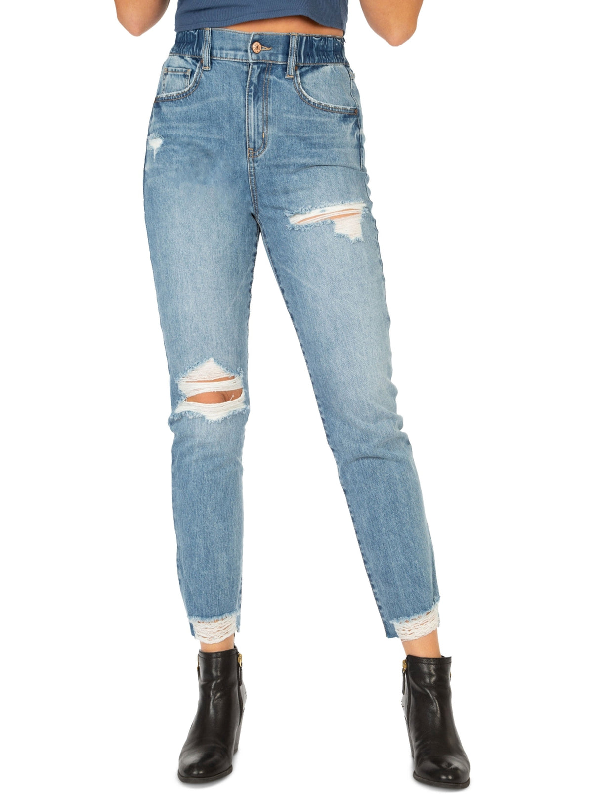 Image for Womens Ripped Mom Jeans,Light Blue