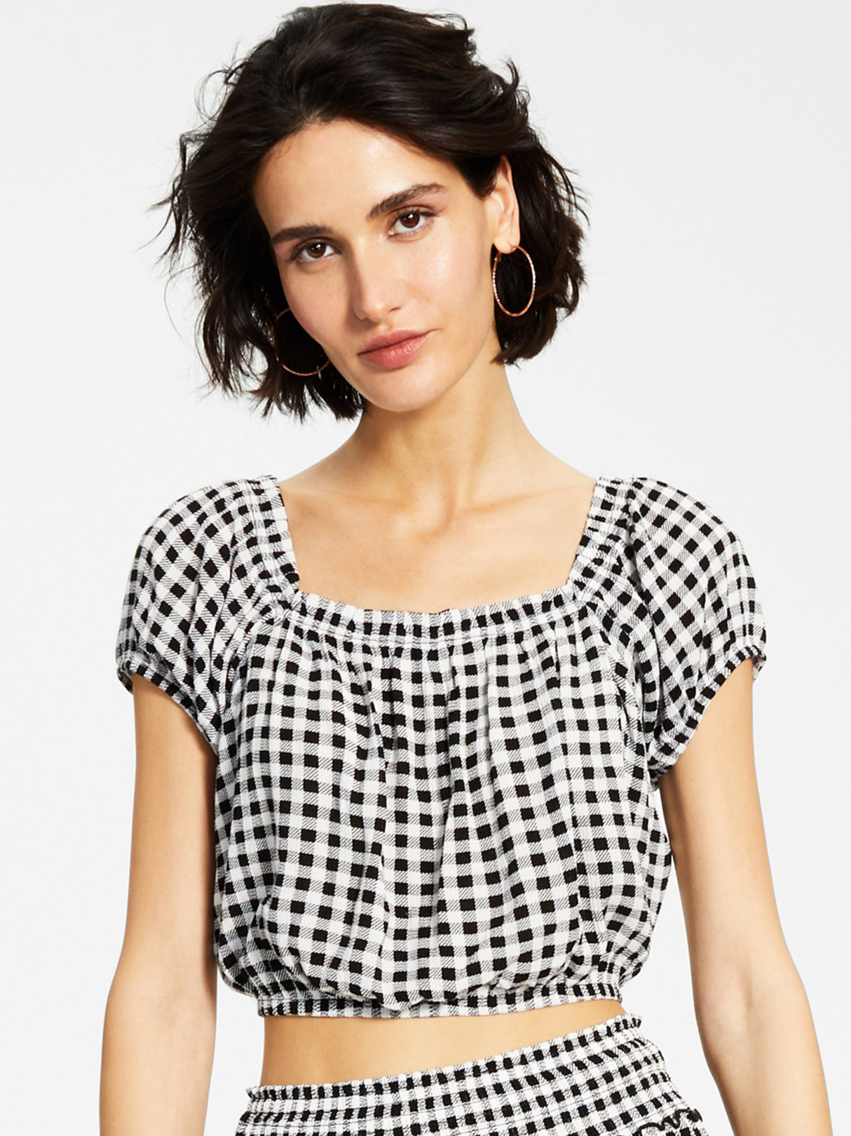 Image for Women's Plaid Top,Black/White