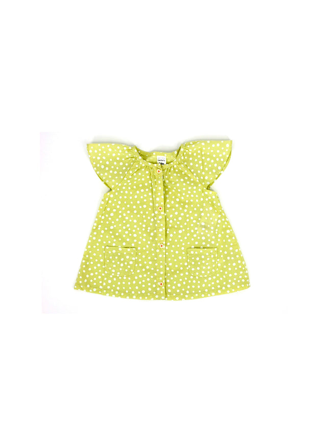 Image for Kids Girl Polka Dots Button Top,Light Green