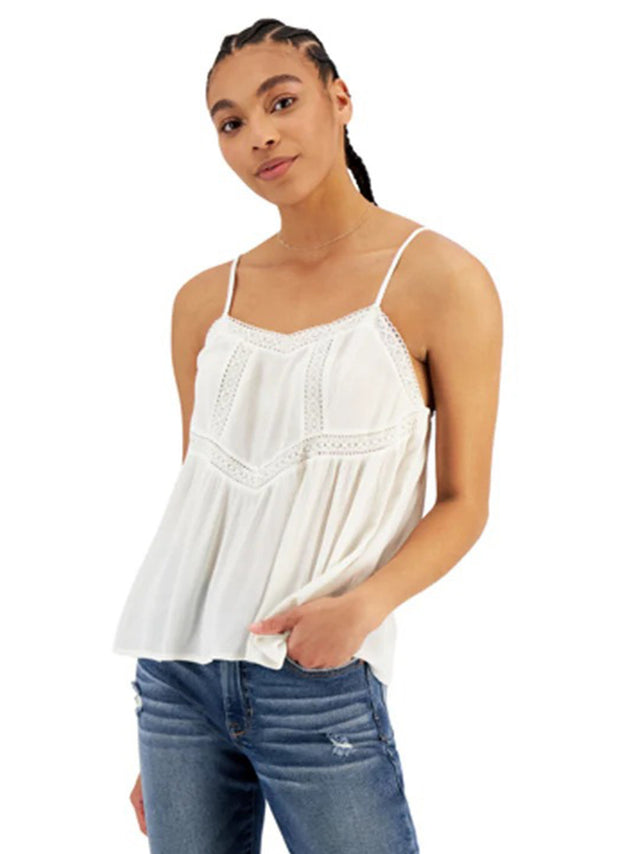 Image for Women's Crochet Trim Gauze Top,Off White