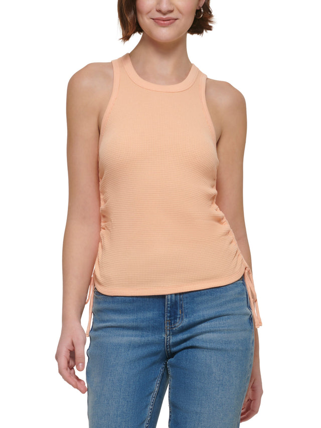 Image for Women's Side Tied Textured Tank Top,Coral